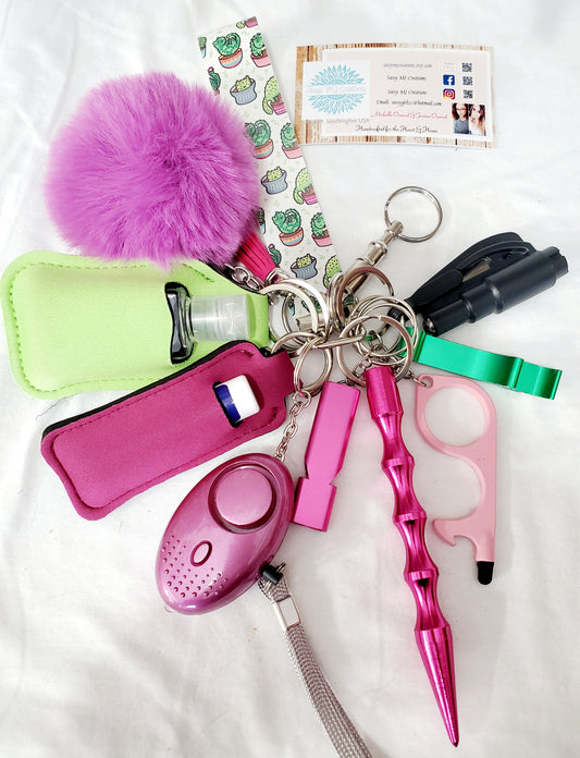 Kitty Cactus Safety Keychain-Personal Safety Kit 13 pc.