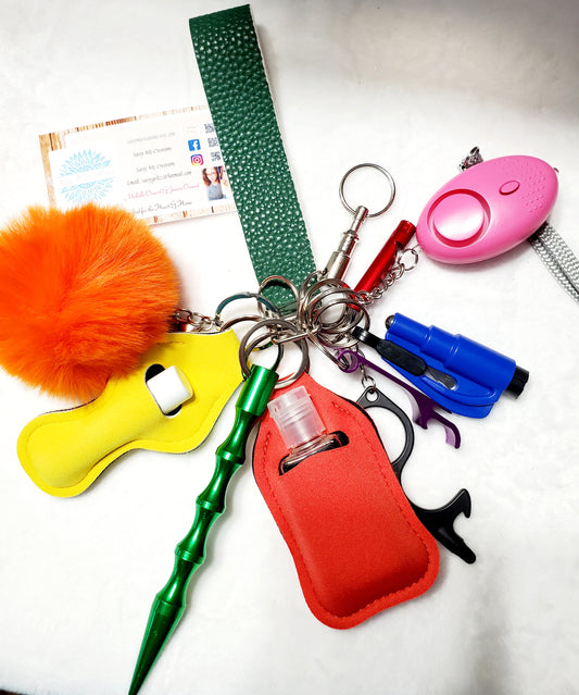 Rainbow Colors Safety Keychain-Personal Safety Kit 13 pc.