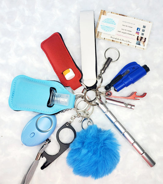 Red, White & Blue Safety Keychain Set-Personal Safety Kit 13 pc.