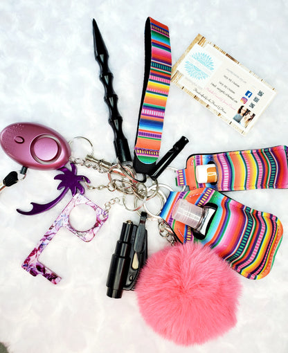 Bright Fun Colors Neoprene Safety Keychain Set-Personal Safety Kit 13 pc.