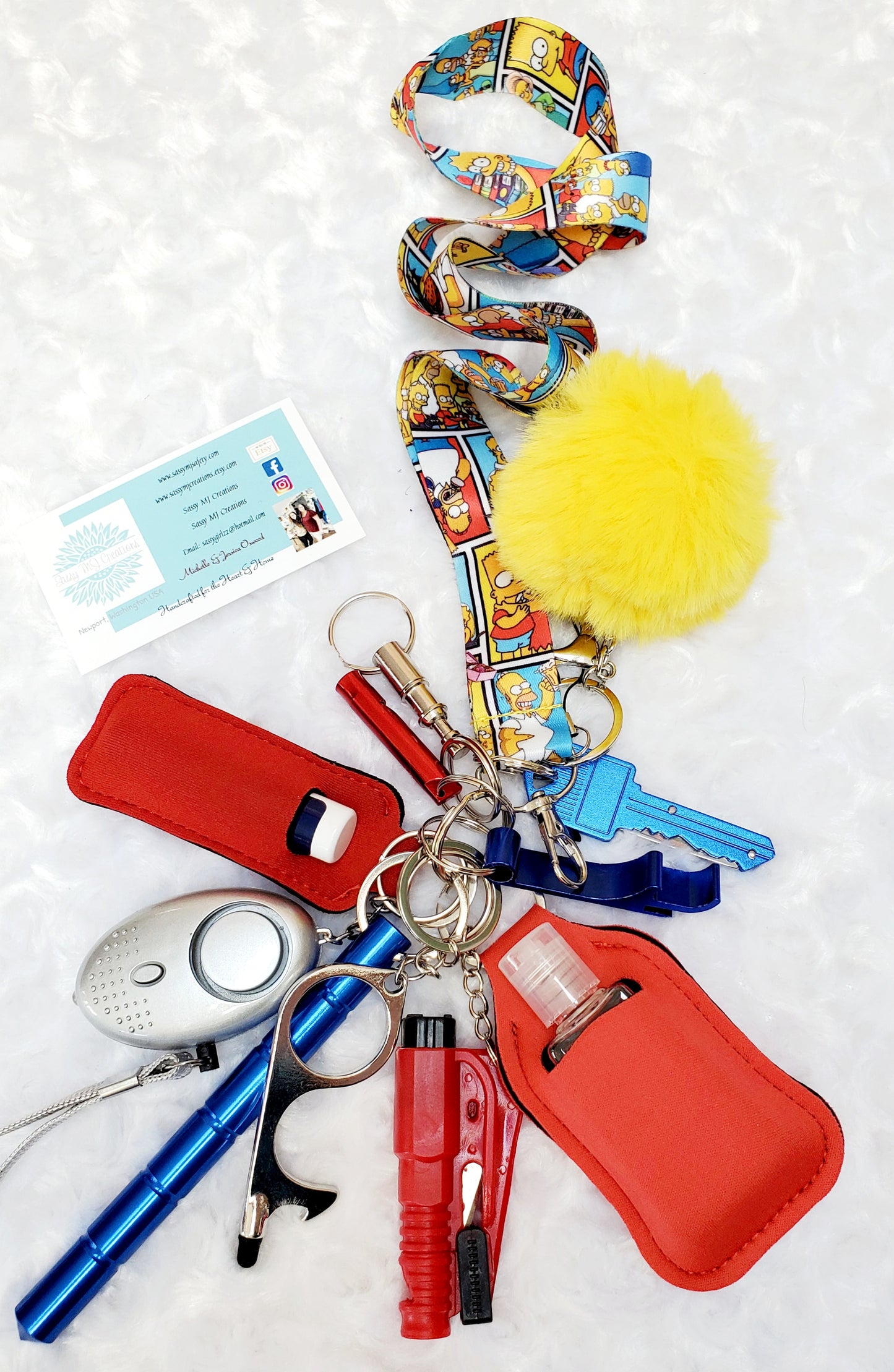 Cartoon Lanyard Safety Keychain Set-Personal Safety Kit 14 pc