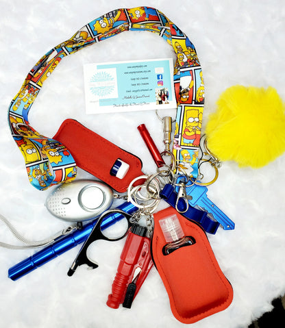 Cartoon Lanyard Safety Keychain Set-Personal Safety Kit 14 pc