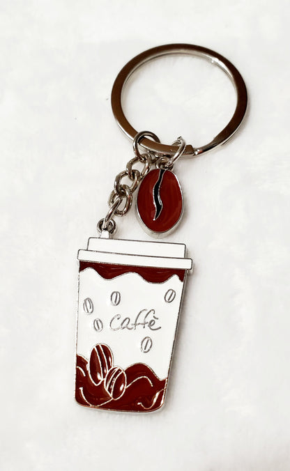 Coffee Cup Keychain, Latte keychain, Coffee Bean