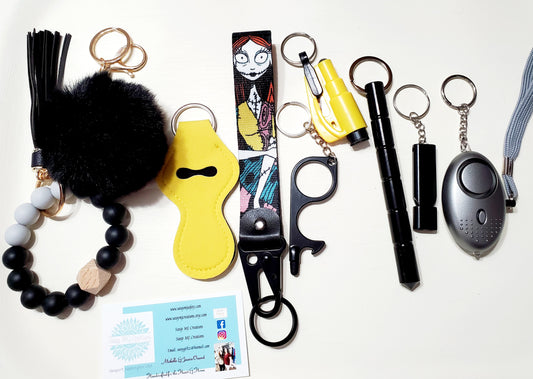 Black & Yellow, Cartoon, Anime, Wrist Strap Safety Keychain - Personal Safety Kit 10 pc