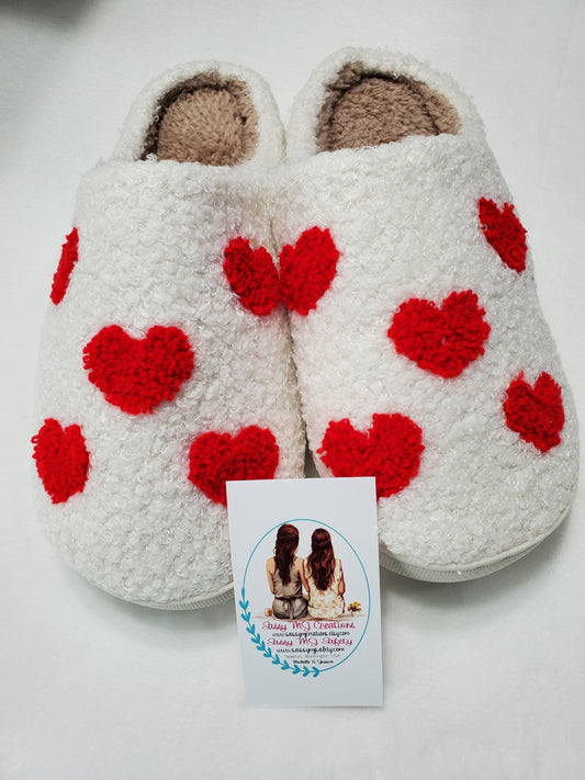 Heart Slippers | Fun Slippers | Comfy Slippers | Cotton | Women Slippers | Fuzzy Slippers | House Slippers
