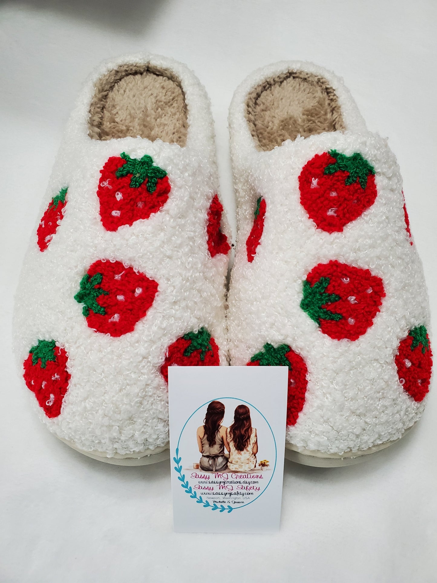 Strawberry Slippers | Fun Slippers | Comfy Slippers | Cotton | Women Slippers | Fuzzy Slippers | House Slippers