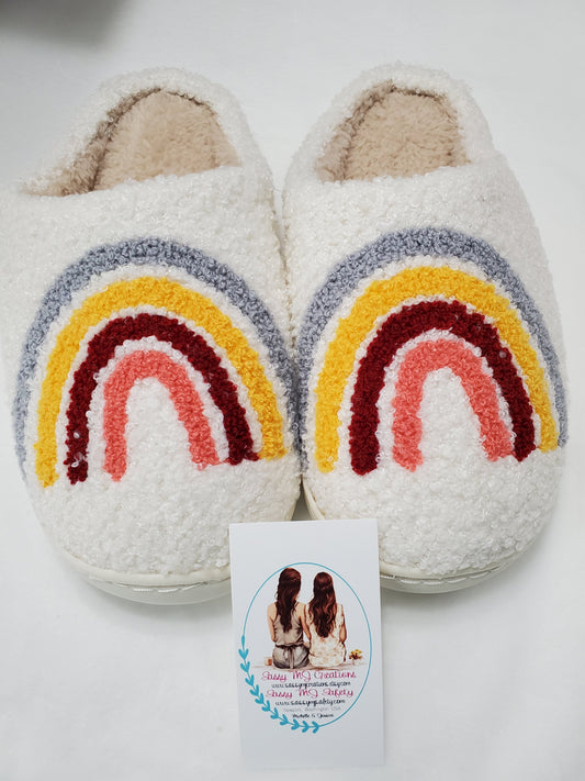 Rainbow Slippers | Fun Slippers | Comfy Slippers | Cotton | Women Slippers | Fuzzy Slippers | House Slippers