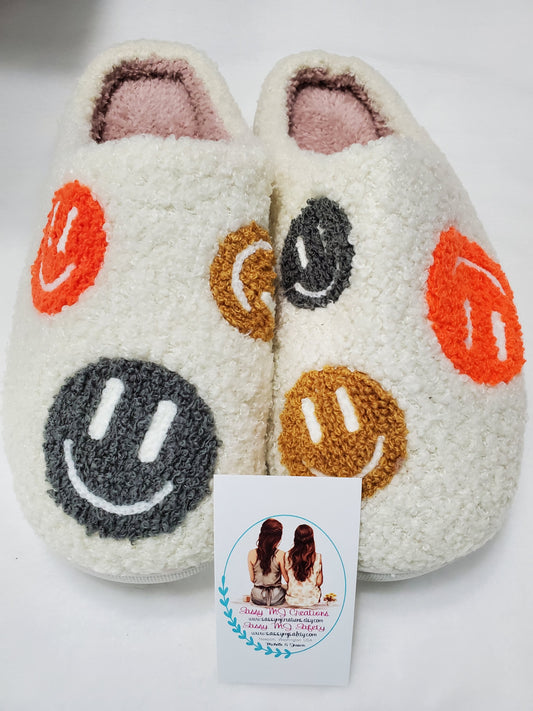 Smiling Faces Slippers | Fun Slippers | Comfy Slippers | Cotton | Women Slippers | Fuzzy Slippers | House Slippers
