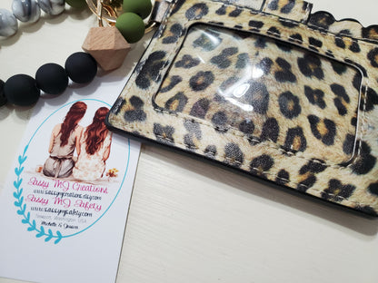 Leopard Print Wristlet Wallet Silicone & Bead Bracelet Keychain | Card Holder | Tassel Keychain (1)