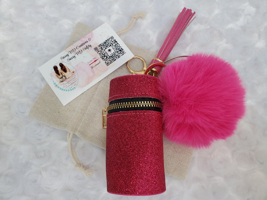 Lipstick Holder Keychain | Sparkle Case Keychain | Coin Purse Keychain | Glitter | Zipper Case Keychain | Pom | Tassel (1)