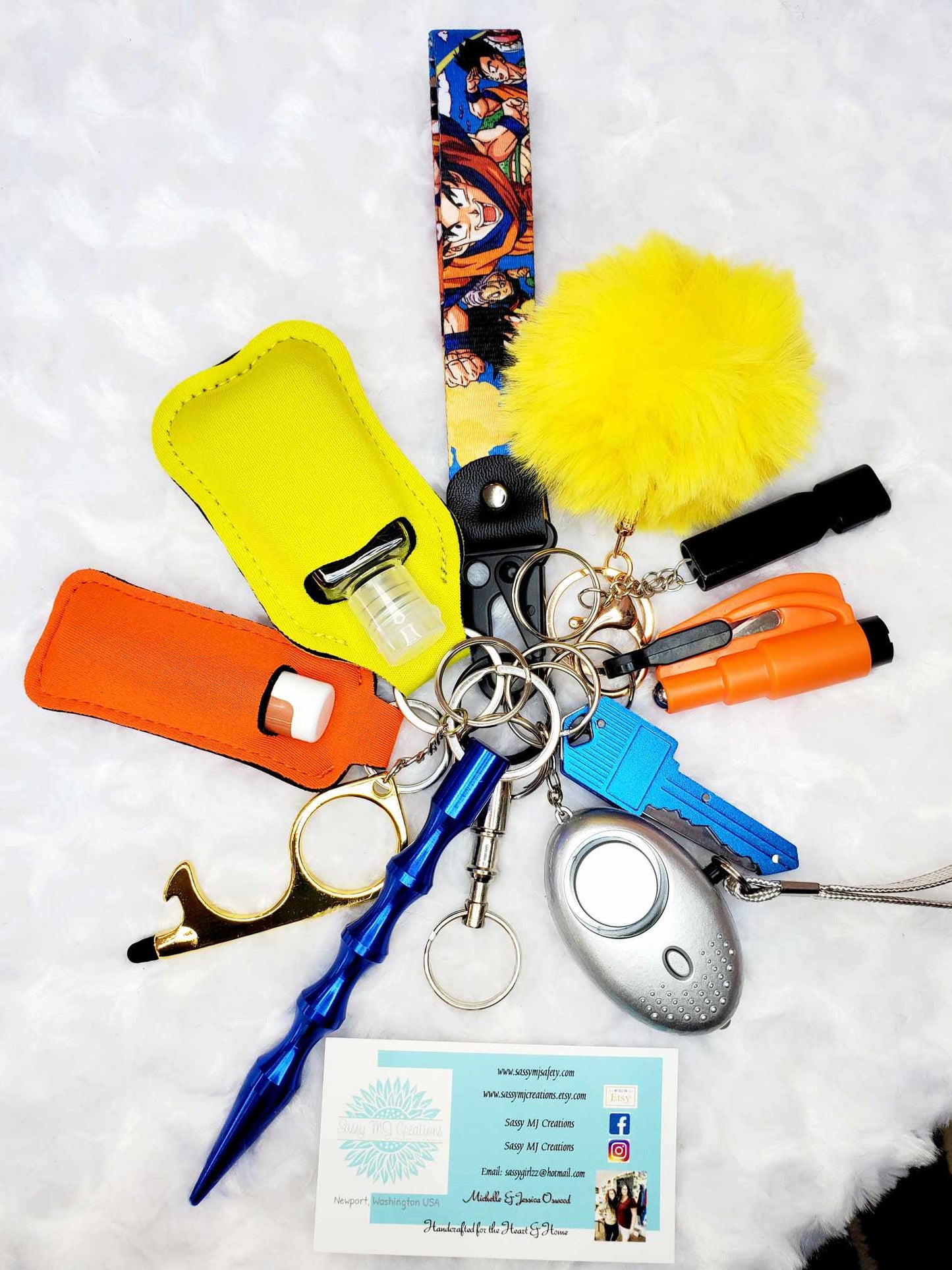 Cartoon, Anime Wrist Strap Safety Keychain - Personal Safety Kit 13 pc