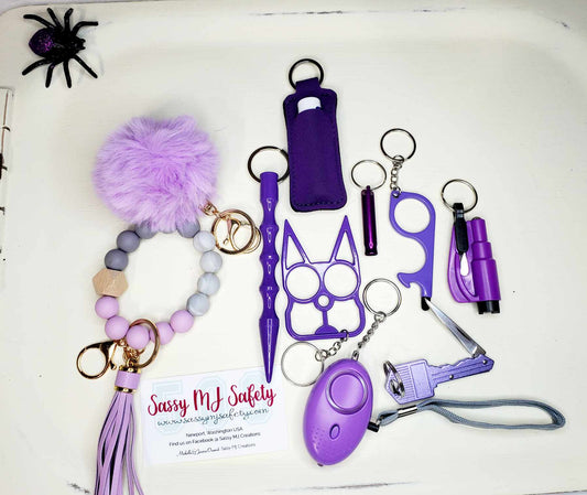 Purple Safety Keychain Set - Personal Safety Kit - Domestic Violence Awareness