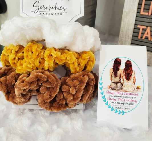 Daisy Bundle | Scrunchy | Velvet Scrunchie | Crochet Scrunchie | Crochet Velvet Hair Scrunchie | Velvet Hair Scrunchie | Scrunchie Bundle | Hair Bun