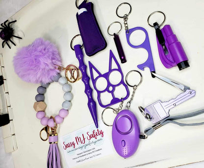 Purple Safety Keychain Set - Personal Safety Kit - Domestic Violence Awareness