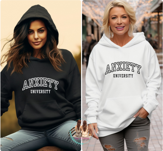 Anxiety University Hoodie | Pullover | Sweatshirt | Anxiety | Unisex | Men | Women | Gildan